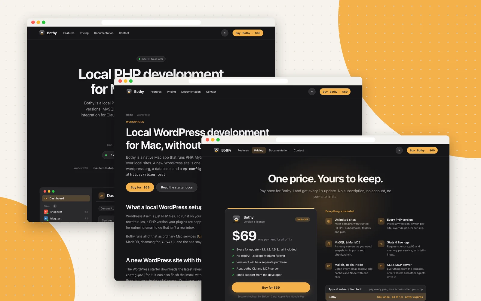 Bothy website - homepage, WordPress guide and pricing pages